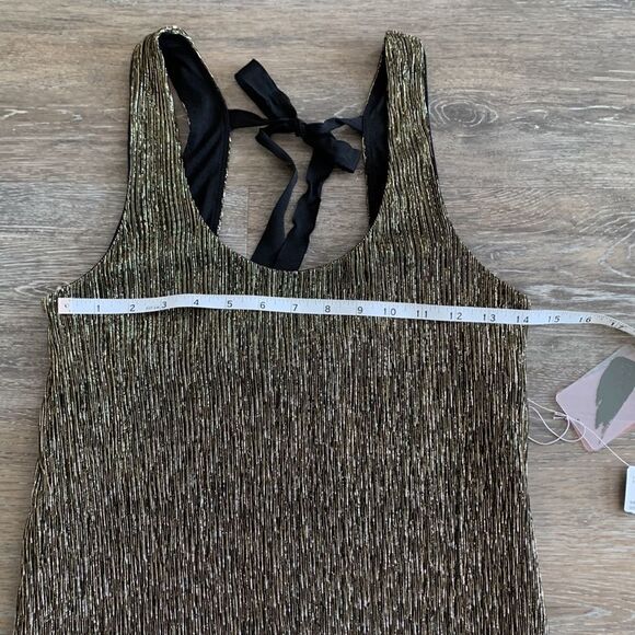 Forever21 Love21 mini dress sleeveless gold sz small - Picture 10 of 16